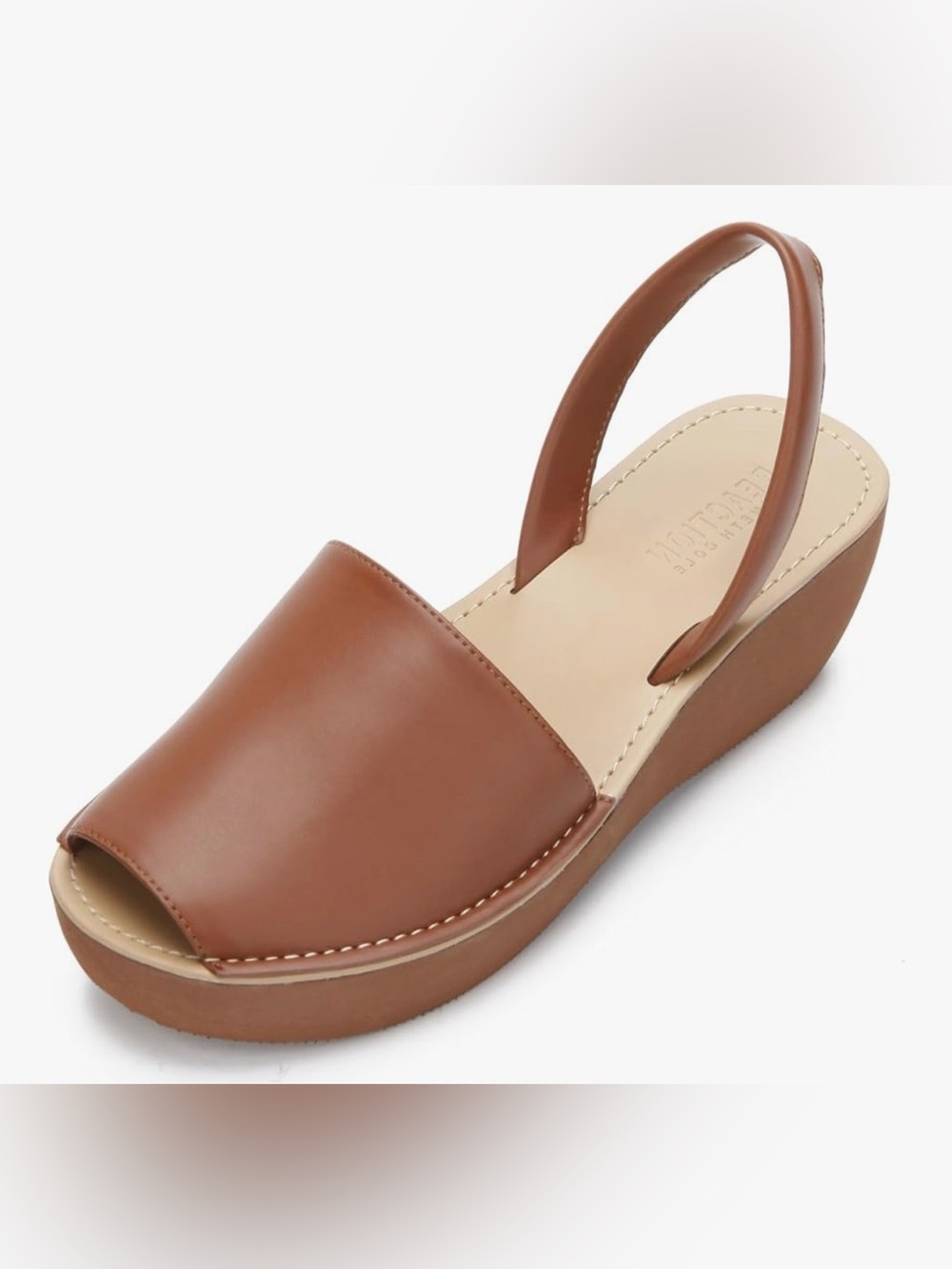 Kenneth Cole Brown Leather Slingback Wedge Sandals